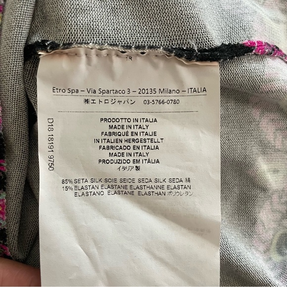 Etro Black top with Blue and Pink Floral Design - Picture 15 of 15